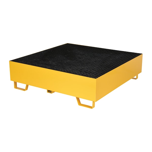 Vestil Yellow Drum Retention Basin, 49x49x14, 4 Drum, Steel - VSRB-YL-4