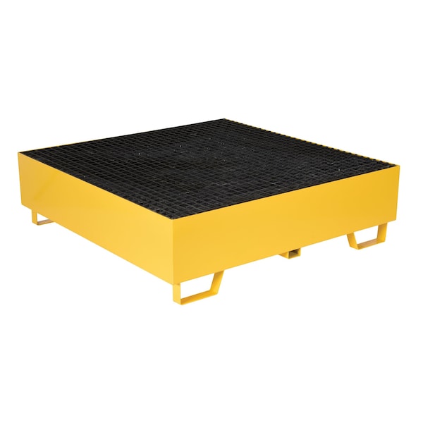 Vestil Yellow Drum Retention Basin, 49x49x14, 4 Drum, Steel - VSRB-YL-4