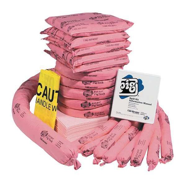 Pig Spill Kit Refill, 39 gal Volume Absorbed per Kit, Not Applicable Capacity, Box, Pink, 76 - RFL343