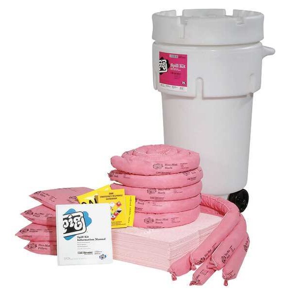 Pig Spill Kit, 27 gal Volume Absorbed per Kit, 50 gal Capacity, Drum, White, 123 - KIT365