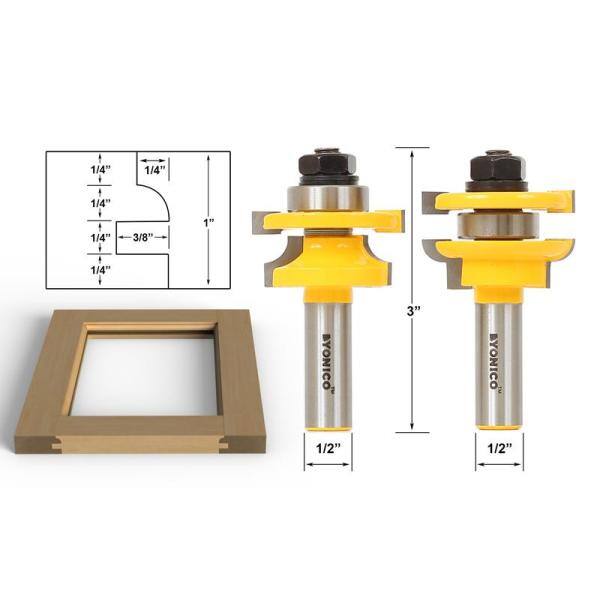 Yonico Rail & Stile Round Over 1/2 in. Shank Carbide Tipped Router Bit Set (2-Piece) - 12241 

Cepillo de carburo para router Yonico Rail & Stile redondeado con vástago de 1/2 pulgadas (Juego de 2 piezas) - 12241