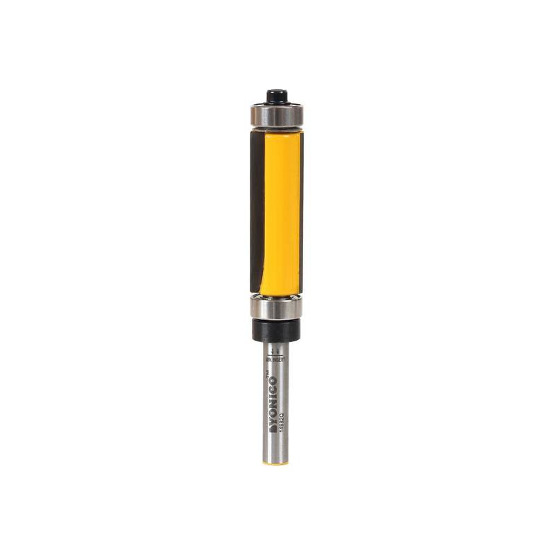 Yonico Fresa de Router con Cojinete Superior e Inferior y Corte al Ras de 1-1/2 pulgadas de Longitud x 1/4 pulgadas de Vástago con Punta de Carburo - 14982q.