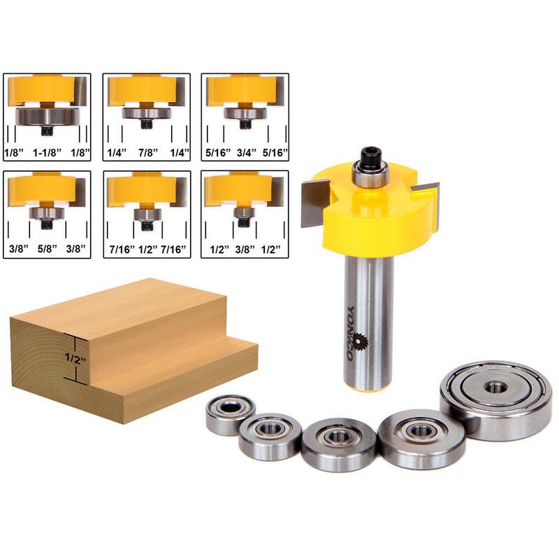 Yonico Rabbet con 6 Baleros Router Bit con Punta de Carburo en Vástago de 1/2 pulgadas - 14705
