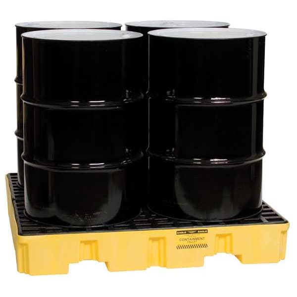 Eagle Mfg Spill Pallet, 66 gal Spill Capacity, 4 Drums, 8,000 lb Load Capacity, High Density Polyethylene - 1645