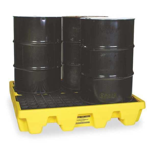 Eagle Mfg Spill Pallet, 66 gal Spill Capacity, 4 Drums, 8,000 lb Load Capacity, High Density Polyethylene - 1645