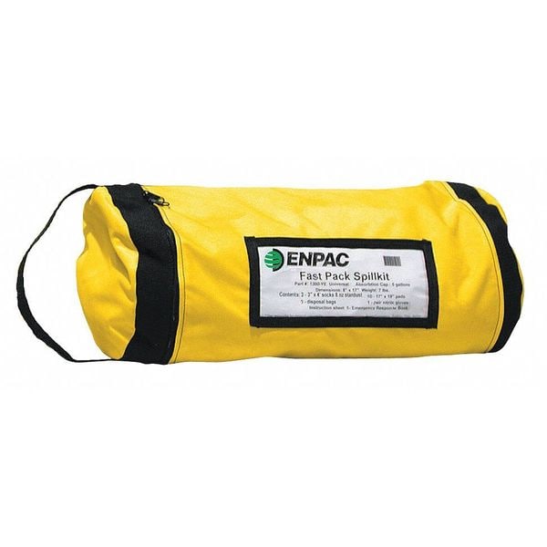 Enpac Vehicle Spill Kit, 5 gal Volume Absorbed per Kit, 5 gal Capacity, Bag, Yellow, 18 - 1300-YE