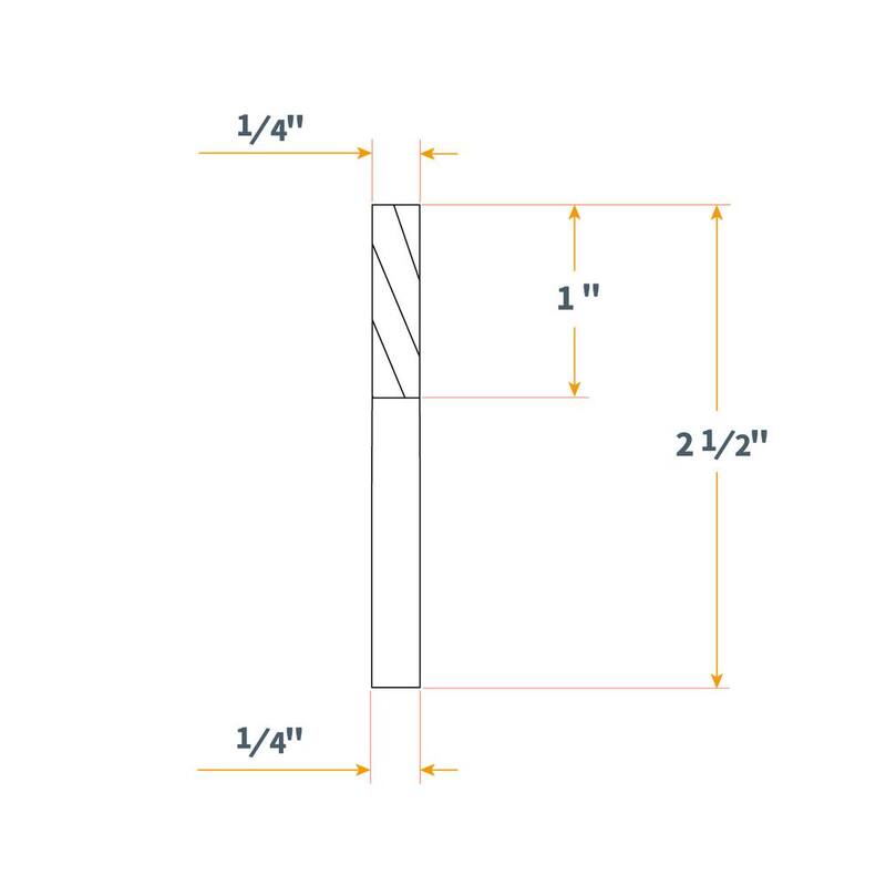 Broca de router espiral sólida estándar de carburo de tungsteno con vástago de 1/4 pulgadas, corte ascendente, diámetro de corte de 1/4 pulgadas y longitud de corte de 1 pulgada - 73002.