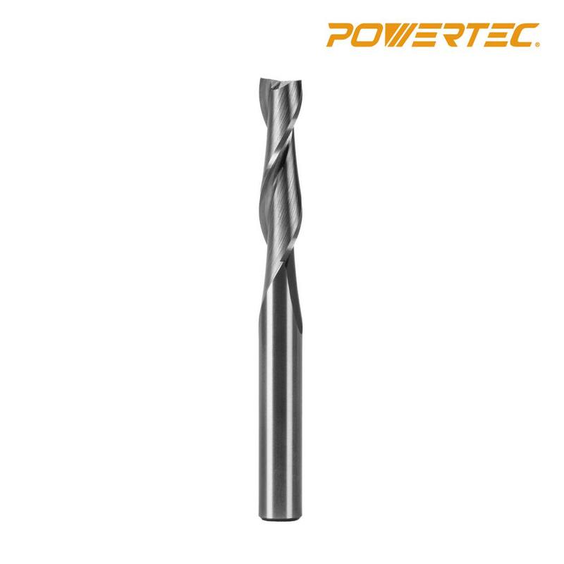 Broca de router espiral sólida estándar de carburo de tungsteno con vástago de 1/4 pulgadas, corte ascendente, diámetro de corte de 1/4 pulgadas y longitud de corte de 1 pulgada - 73002.