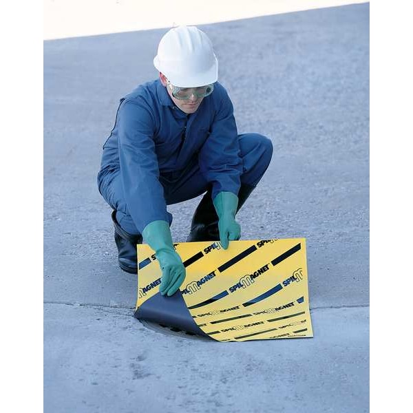 Brady Spill Magnet Drain Cover Vinyl, Black on Yellow, 24" x 24" - 31111LS