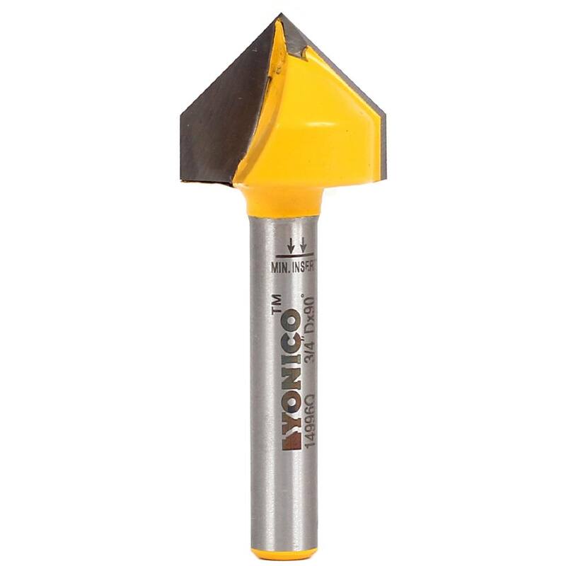 Yonico V Groove 90 Degree 1/4 in. Shank Carbide Tipped Router Bit - 14996q