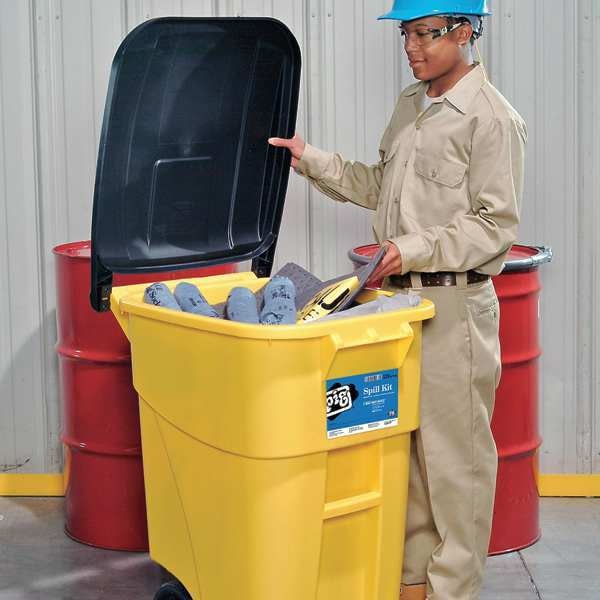 Pig Spill Kit, 37 gal Volume Absorbed per Kit, 50 gal Capacity, Can, Black/Yellow, 92 - KIT273