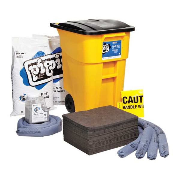 Pig Spill Kit, 37 gal Volume Absorbed per Kit, 50 gal Capacity, Can, Black/Yellow, 92 - KIT273