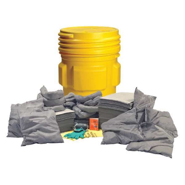 Condor Spill Kit, 55 gal Volume Absorbed per Kit, 65 gal Capacity, Drum, Yellow - 35ZR76