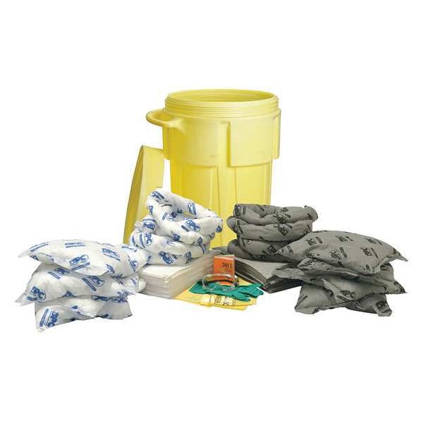 Brady Spill Kit, 55 gal Volume Absorbed per Kit, 55 gal Capacity, Drum, Yellow - SKMA-55W