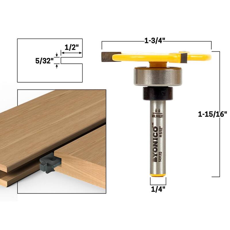 Cortador de ranuras con rodamiento superior Yonico 5/32 pulgadas L 1/4 pulgadas Vástago Broca para router con punta de carburo - 14913q