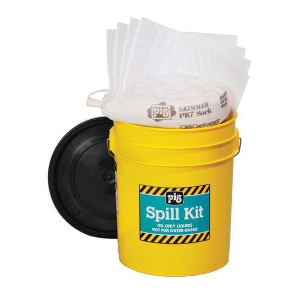 Pig Spill Kit, 4 gal Volume Absorbed per Kit, 5 gal Capacity, Bucket, Yellow, 21 - KIT4200