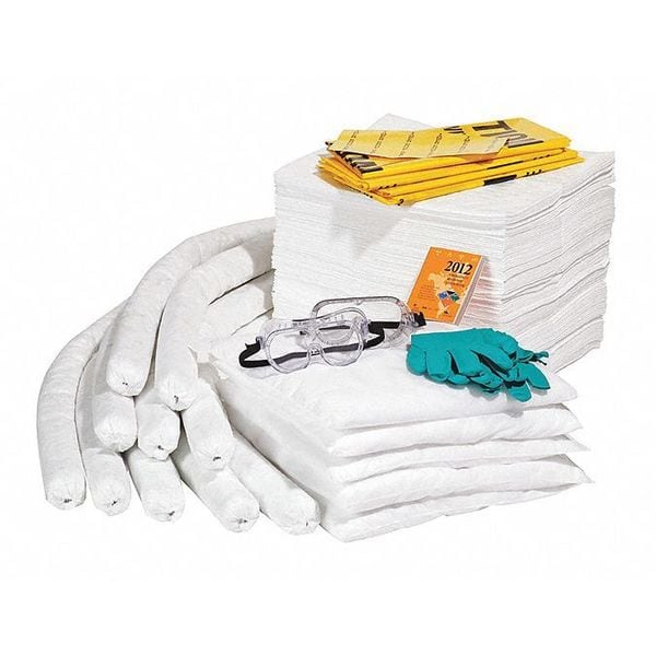 Spilltech Spill Kit Refill, 49 gal Volume Absorbed per Kit, 55 gal Capacity, Box, Yellow, 144 - RSPKO-55