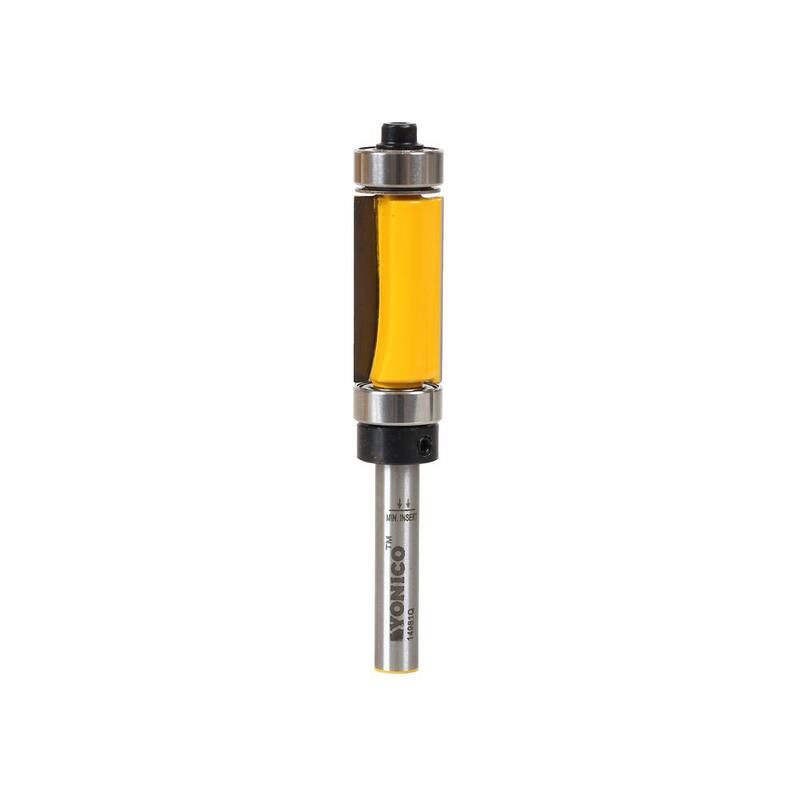 Yonico Cortadora de apriete con cojinete superior e inferior de 1 pulg. Longitud. Broca de enrutador con punta de carburo de 1/4 pulg. de mango - 14981q