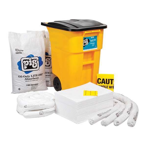 Pig Spill Kit, 40 gal Volume Absorbed per Kit, 50 gal Capacity, Can, Black/Yellow, 91 - KIT469