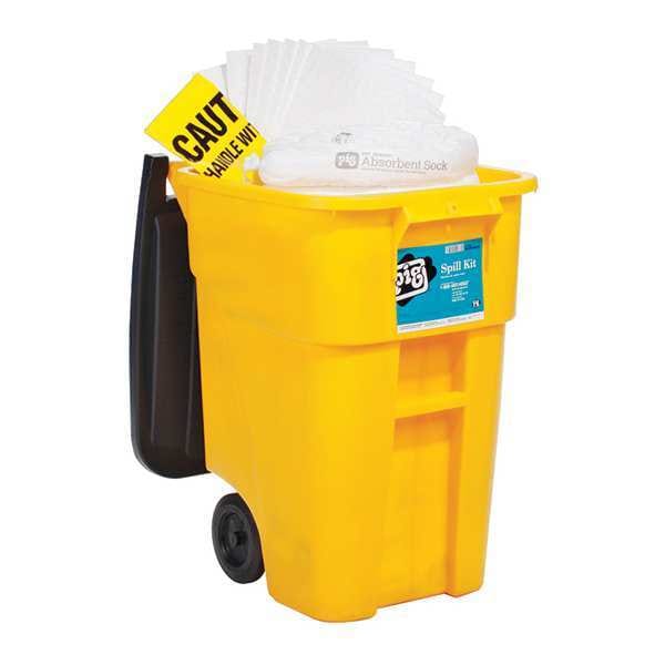 Pig Spill Kit, 40 gal Volume Absorbed per Kit, 50 gal Capacity, Can, Black/Yellow, 91 - KIT469