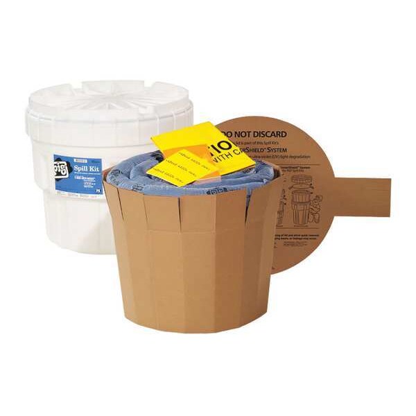 Pig Spill Kit, 12 gal Volume Absorbed per Kit, 20 gal Capacity, Drum, White, 35 - KIT211