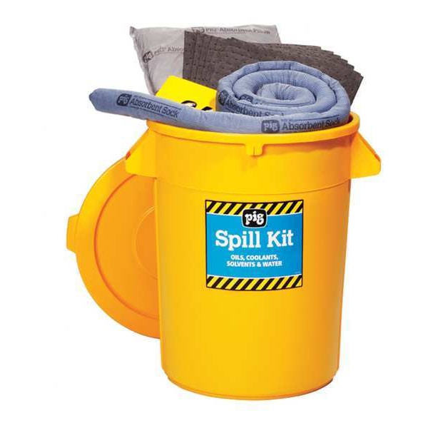 Pig Spill Kit, 21 gal Volume Absorbed per Kit, 32 gal Capacity, Can, Yellow, 46 - KIT2400