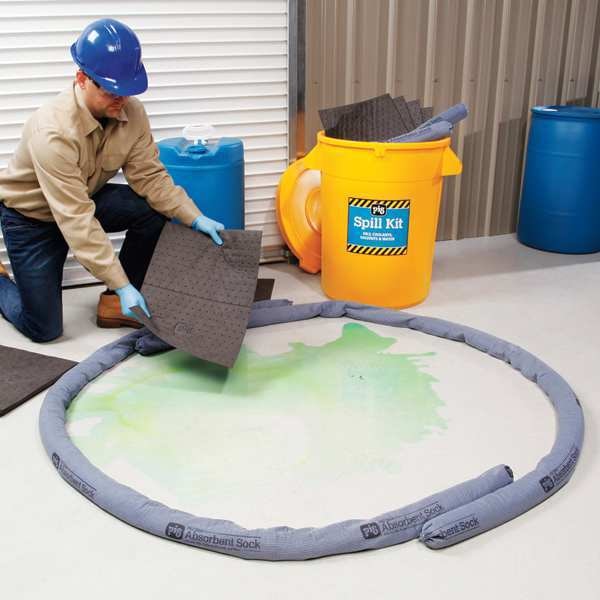Pig Spill Kit, 21 gal Volume Absorbed per Kit, 32 gal Capacity, Can, Yellow, 46 - KIT2400