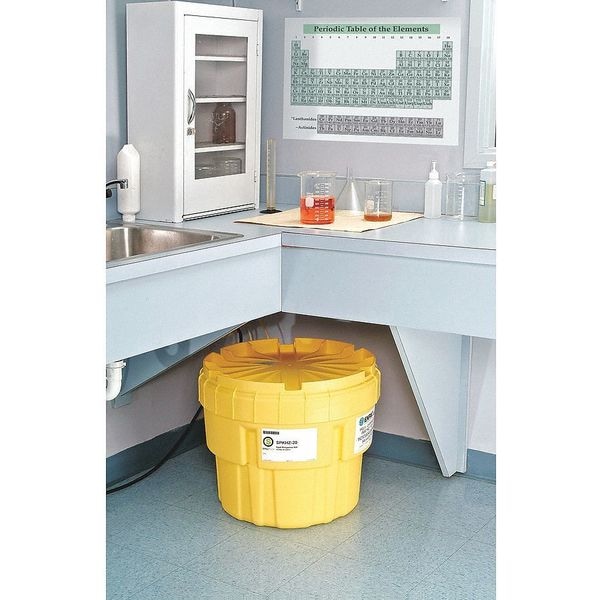Spilltech Spill Kit, 15 gal Volume Absorbed per Kit, 20 gal Capacity, Drum, Yellow, 47 - SPKHZ-20