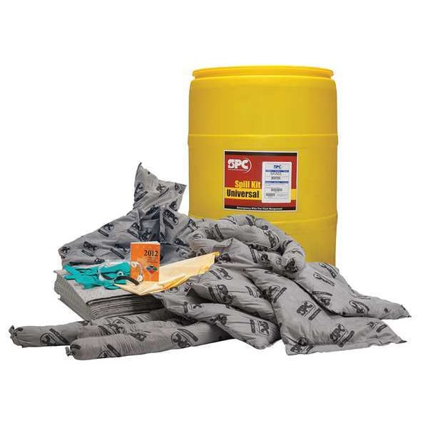 Brady Spill Kit, 38 gal Volume Absorbed per Kit, 55 gal Capacity, Drum, Yellow - SKA55-TAA