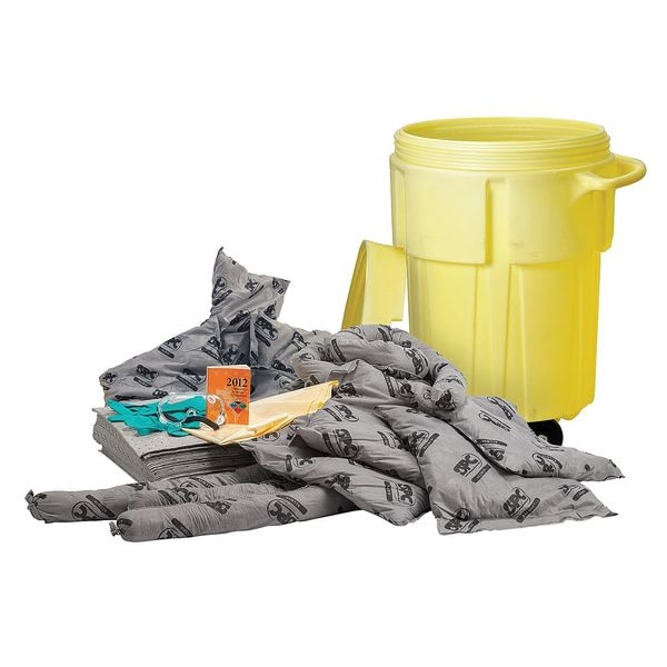 Brady Spill Kit, 38 gal Volume Absorbed per Kit, 55 gal Capacity, Drum, Yellow - SKA55-TAA