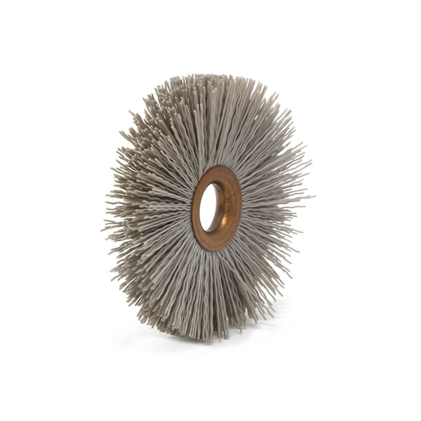 Brush Research Manufacturing CY3320AOF Abrasive Nylon Copper Center Wheel, 3" Dia., 320AO, .625" Arbor Hole, 1.000" Trim - CY3320AOF