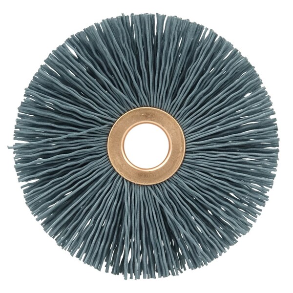 Weiler 3" Dia Nylox Wheel Brush, .040/120SC Crimped Fill, 1/2" Arbor Hole - 16263