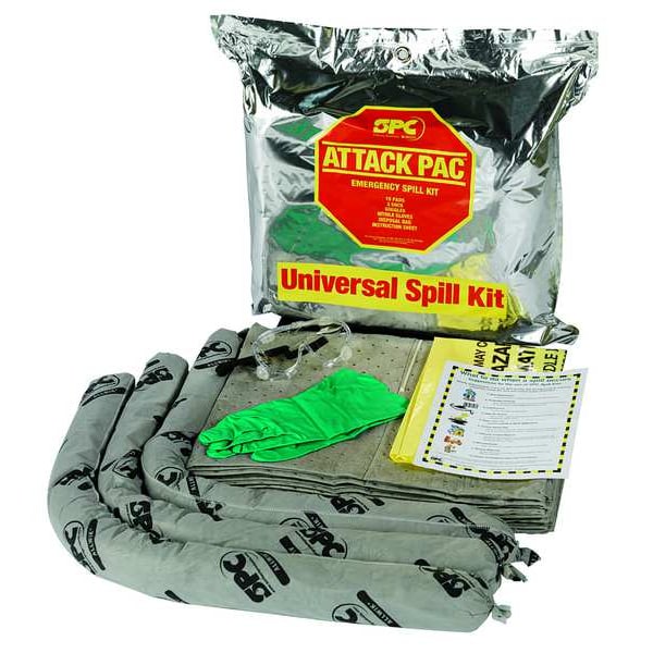 Brady Spill Kit, 7 gal Volume Absorbed per Kit, Bag, Silver - SKA-ATK-GRNG