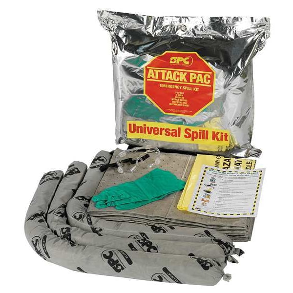 Brady Spill Kit, 7 gal Volume Absorbed per Kit, Bag, Silver - SKA-ATK-GRNG