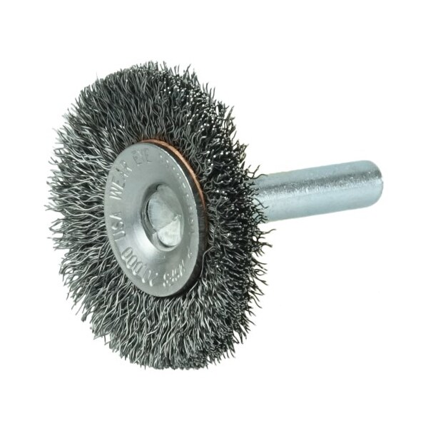 Weiler 1-1/2" Wire Wheel, .008" Steel Fill, 1/4" Stem - 17902