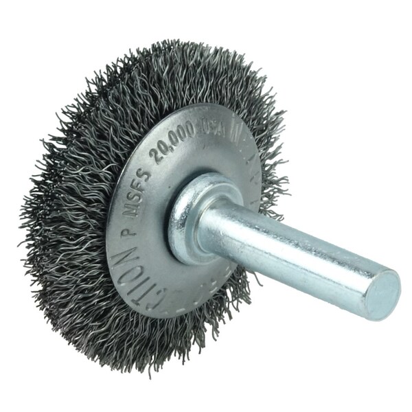 Weiler 1-1/2" Wire Wheel, .008" Steel Fill, 1/4" Stem - 17902