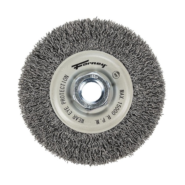 Forney Command PRO Wire Wheel, Crimped, 4 in x .014 in x 5/8 in-11 - 72100