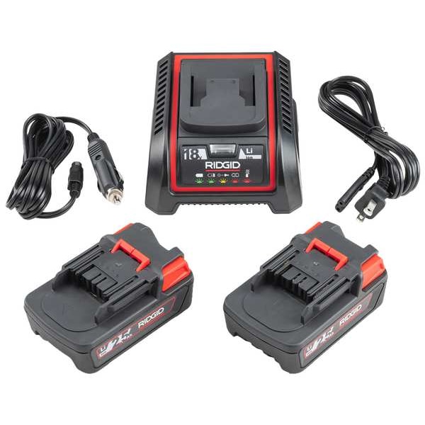 Ridgid Battery and Charger Kit, 18V DC, 3.7 lb - 66013