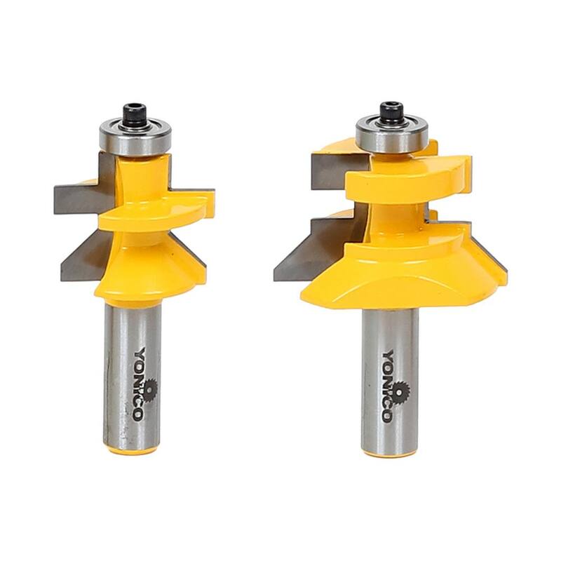 Set de 2 piezas de brocas de router con punta de carburo para pisos de lengua y ranura de hasta 1-1/8 pulgadas de grosor en stock de 1/2 pulgada - 15227