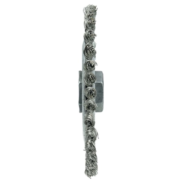 Weiler Wolverine 5" Knot Wire Wheel, Twist, .020" Fill, 5/8"-11 UNC Nut - 36296