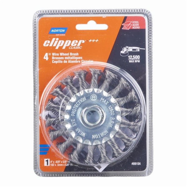Tool Time 4 in. Clipper Knotted Wire Wheel Brush - Carbon Steel 12500 rpm - TO3309332