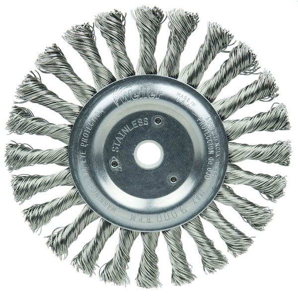 Weiler 6" Cable Twist Knot Wire Wheel, .023" Fill, 5/8"-1/2" Arbor Hole - 8695