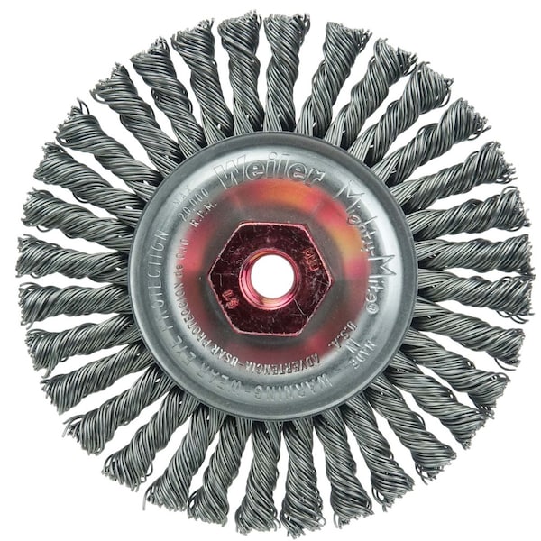 Weiler Mini Roughneck 4" Wire Wheel, .020" Steel Fill, M10x1.50 Nut - 13126