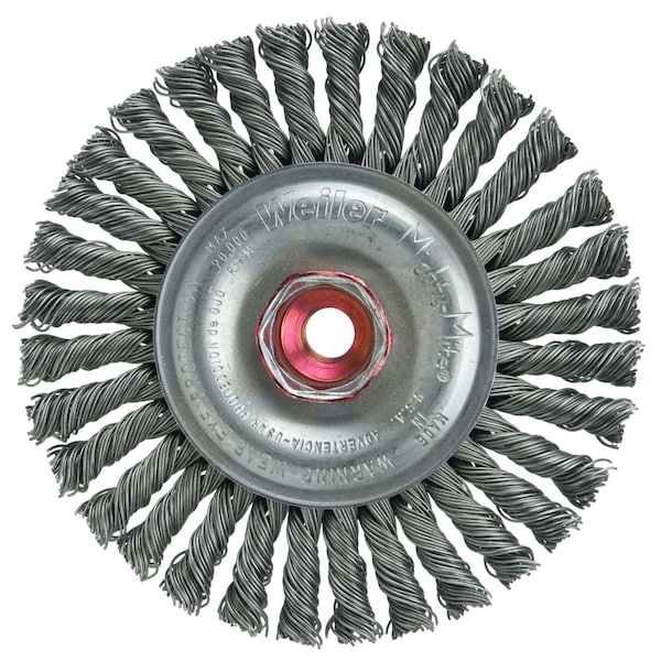 Weiler Mini Roughneck 4" Wire Wheel, .020" Steel Fill, M10x1.50 Nut - 13126