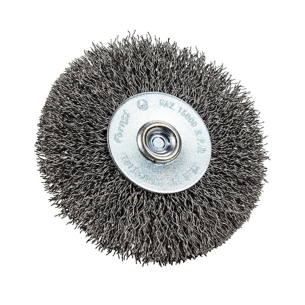 Forney Command PRO Wire Wheel, Crimped, 3 in x .014 in x 1/4 in Shank, Bulk - 72254