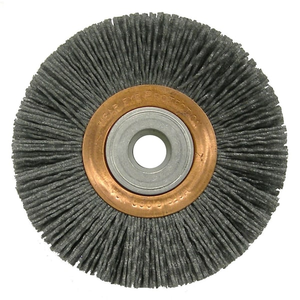 Weiler 4" Narrow Face Nylox Wheel, .040/120SC Crimped Fill, 5/8"-1/2" - 31275