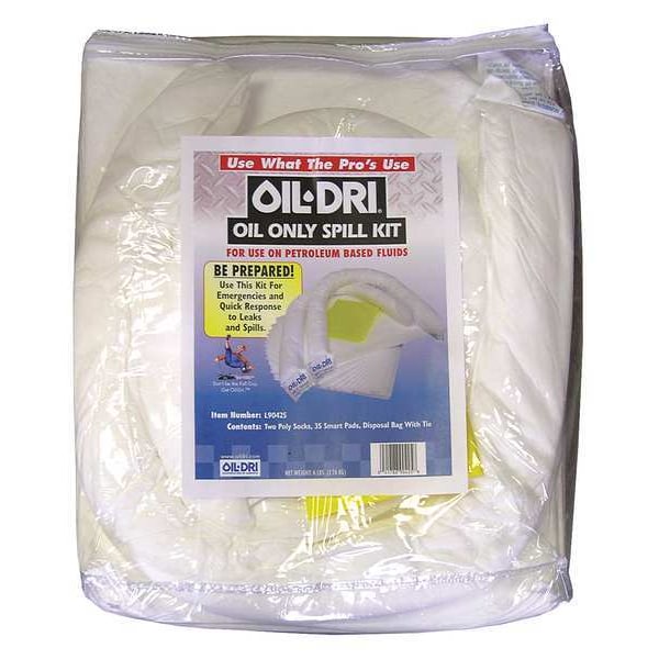 Oil-Dri Spill Kit, 9 gal Volume Absorbed per Kit, 3 gal Capacity, Bag, Clear - L90425G