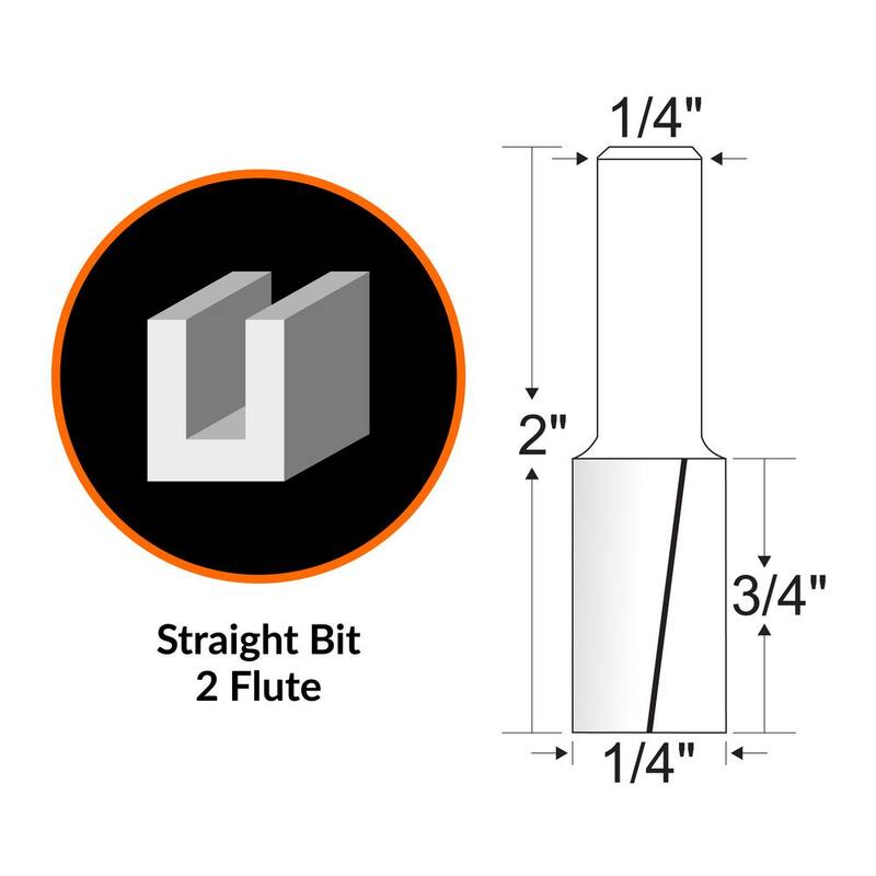 Broca para router de carburo de tungsteno de 1/4 de pulgada, de corte recto de 2 flautas con vástago de 1/4 de pulgada y longitud de corte de 3/4 de pulgada - RB101FF