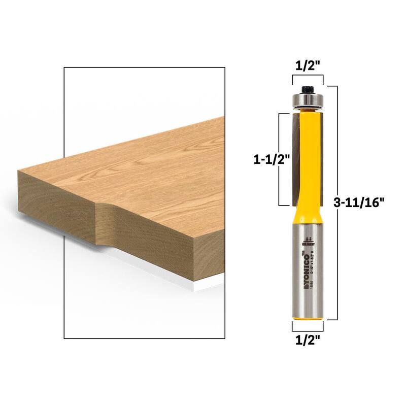 Yonico Flush Trim 1-1/2 pulgadas L 1/2 pulgadas Vástago Carburo Tipped Router Bit - 14944