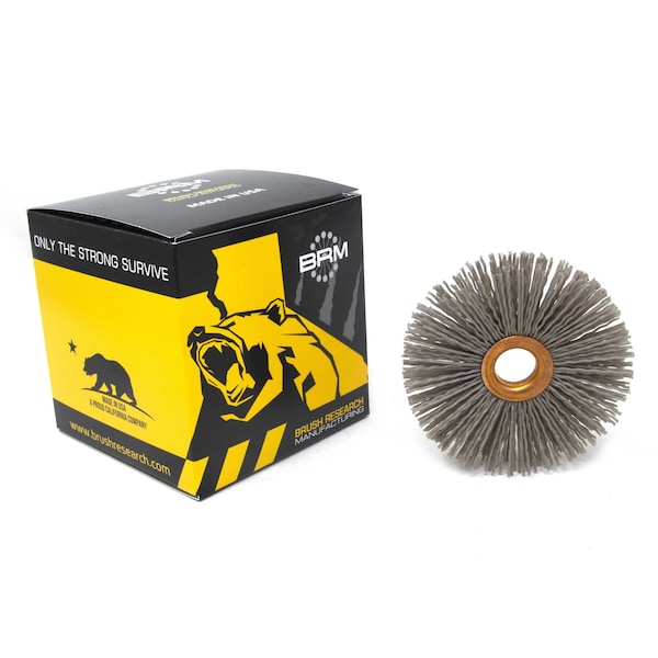 Brush Research Manufacturing CY4120AOF Abrasive Nylon Copper Center Wheel, 4" Dia., 120AO, .625" Arbor Hole, 1.437" Trim - CY4120AOF